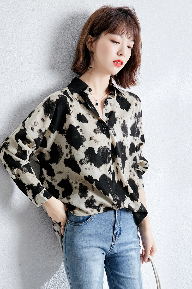 

Chiffon Slim Women's Blouses New Casual Blouse Fashion Long Sleeve Top Leopard Buttons Shirt Spring/autumn Houthion