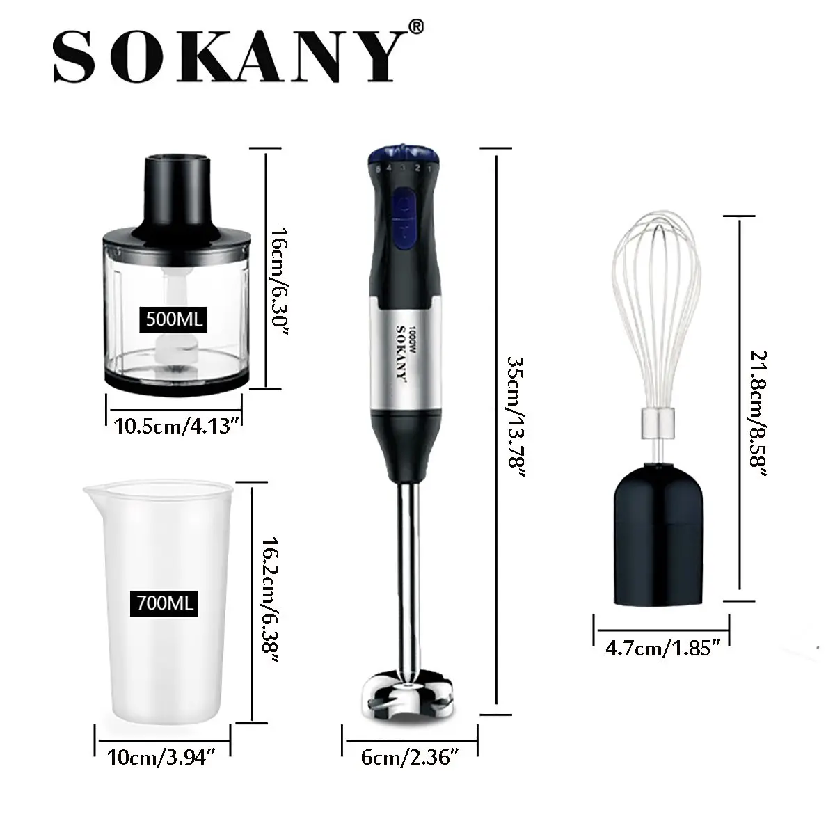 

5 Speeds 1000W Electric Blender 4 in 1 Food Mixer Kitchen Smoothies Detachable Hand Blender Egg Beater Vegetable Salad