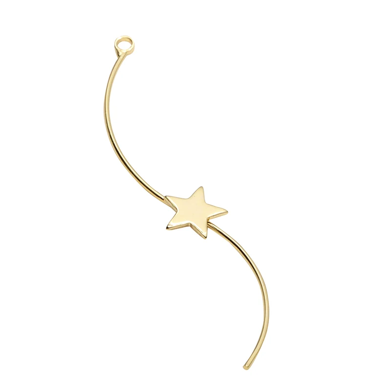 

Simple copper-clad gold belt hanging wave line five-pointed star floating walking stick round diy jewelry accessories materials