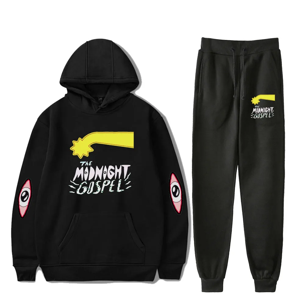 

The Midnight Gospel Sweatshirt Two Piece Set Hoodie+Jogger Pant Fashion Streetwear 2021 American Cartoon Clothes Women Men's Set