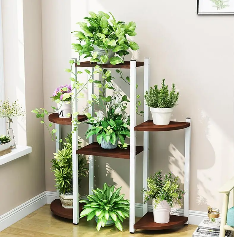 Стеллаж для цветов железная подставка многоэтажная интерьерная отделка