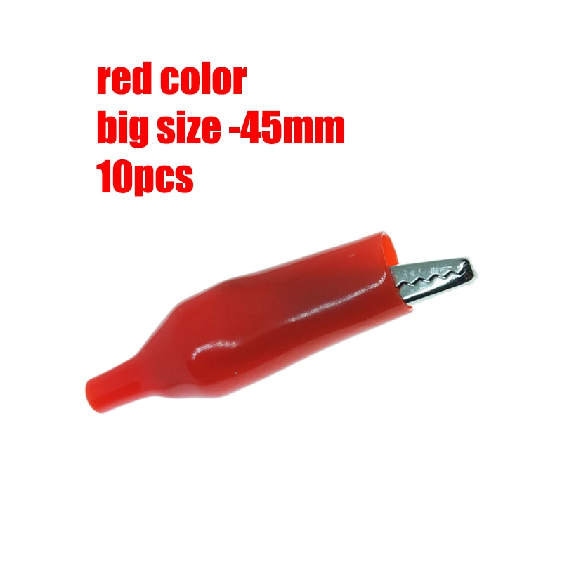 10pcs-45mm-red 28 мм металлический зажим типа крокодил G98 Электрический зажим типа крокодил 35 мм 45 мм Зонд Пробник красный и черный ремень пластиковый стартер автомобильный аккумулятор - Цвет: 10pcs-45mm-red