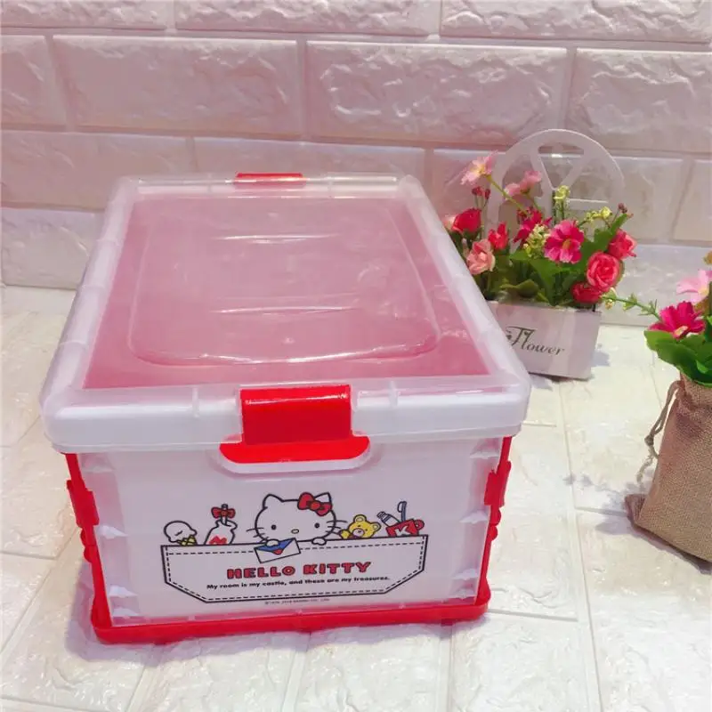 

Kawaii Sanrio Kuromi Kittys My Melody Littletwinstars Folding Plastic Storage Box Storage Box Book Office Storage Box