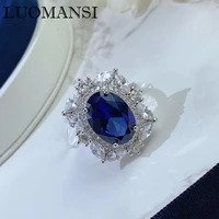 luomansi 812 blue corundum sapphire high carbon diamond female ring ring 100 s925 sterling silver vintage high jewelry