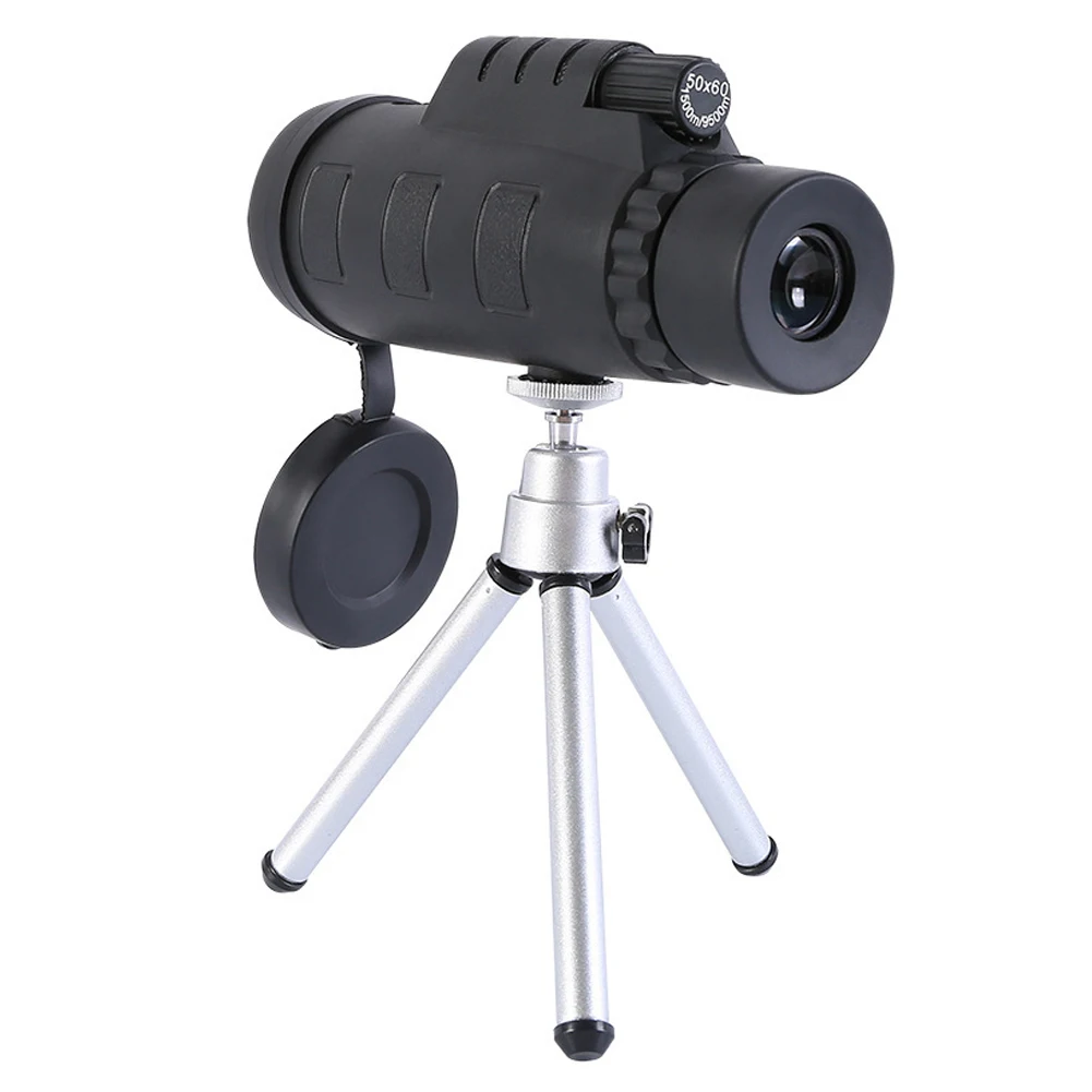50x60 HD Lens Zoom High Powered Monocular Telescope Portable Universal Black Dual Adjusting Tripod BAK4 Prism Phone Clip Outdoor |