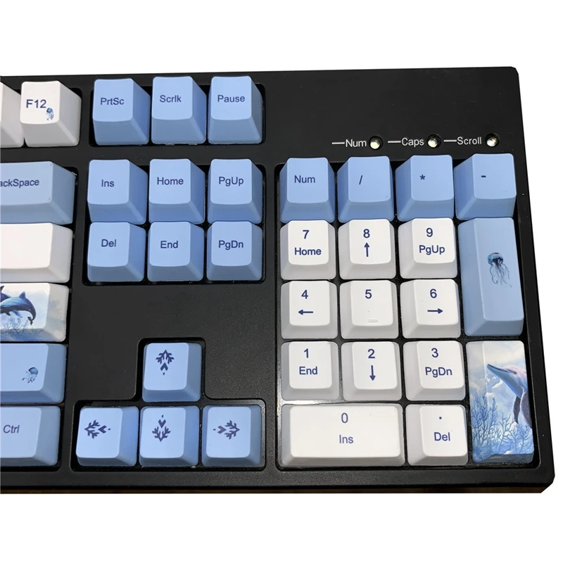 

Blue Whale Keycaps PBT Sublimation Keycaps 104-Key Mechanical Keyboard Universal Compatible with Black Jazz AKKO, Etc.
