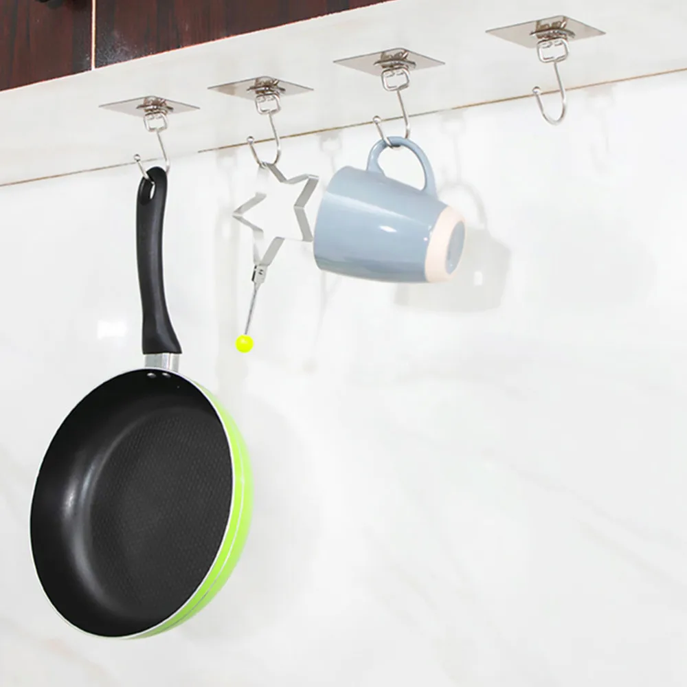 

8pcs Wall-mounted Sticky Hooks Practical Door Back Hooks Clothes Hooks