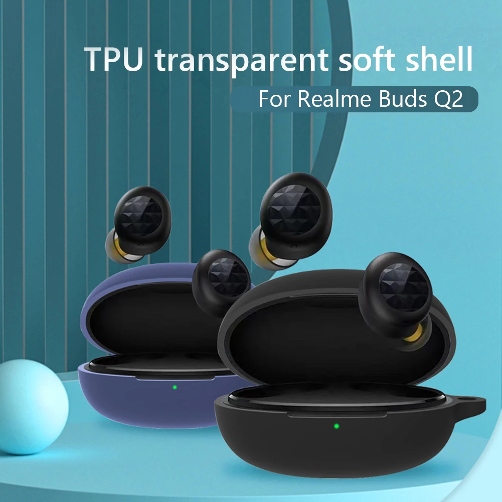 

Silicone Case For Realme Buds Q2 Case Cover Wireless Headphone Waterproof Protective Sleeve Charging Box With Keychain