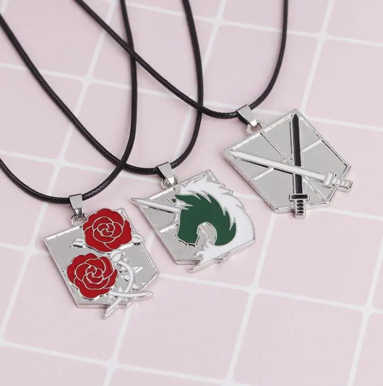 

1pc Anime Attack on Titan Alloy Necklace Figure Toys Wings of Liberty Shingeki No Kyojin Leather Chain Gold Silver Pendant Gift