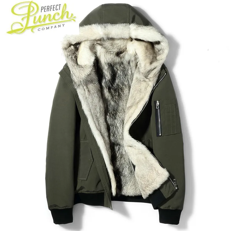 Мужская парка из натурального меха волка короткая уличная куртка теплая жилет