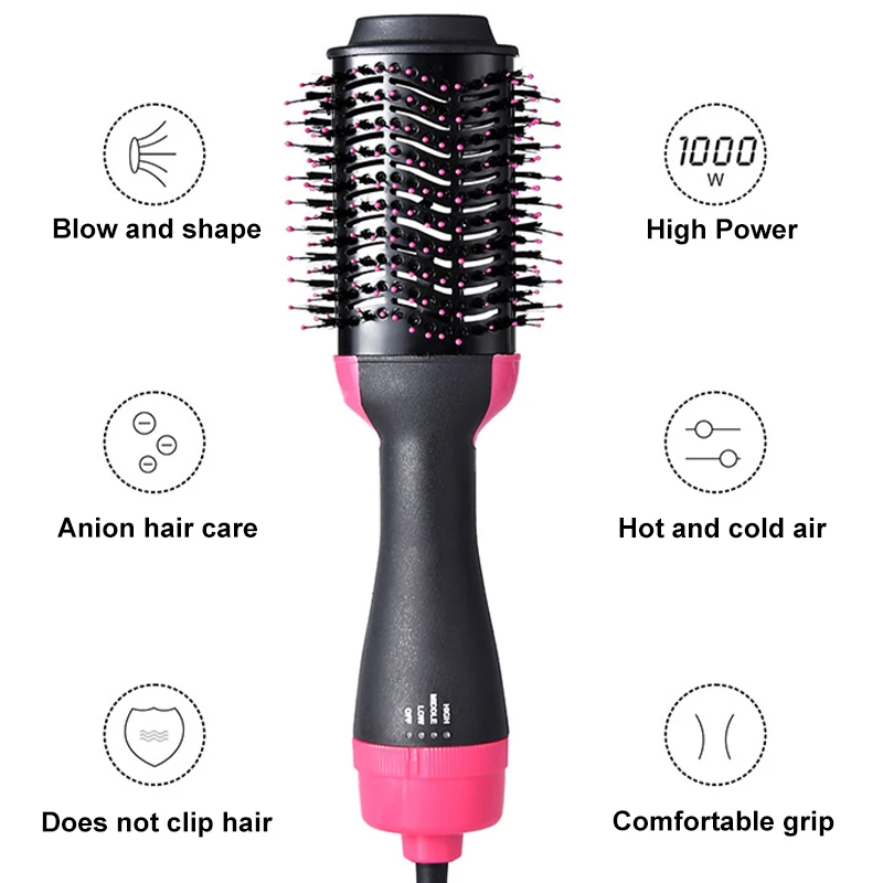 

3 in 1 Professional Hair Dryer Brush One Step Hot Air Brush Volumizer Blow Straightener Curler Curling Iron Hair Styler Comb
