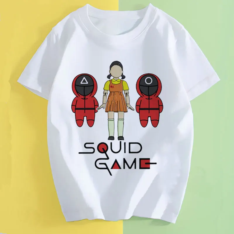 

Squid Game 456 Costume Kawaii Graphic T-Shirt Spring And Autumn Short-Sleeved Bottoming Shirt Children's Clothing Halloween Tops