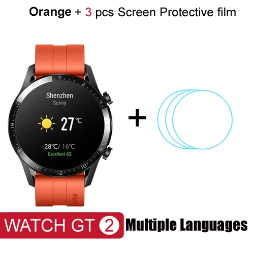 Orange add film Смарт-часы huawei GT 2, Bluetooth 5,1, умные часы, 14 дней работы от батареи, телефонный звонок, частота сердечных сокращений для Android iOS - Цвет: Orange add film