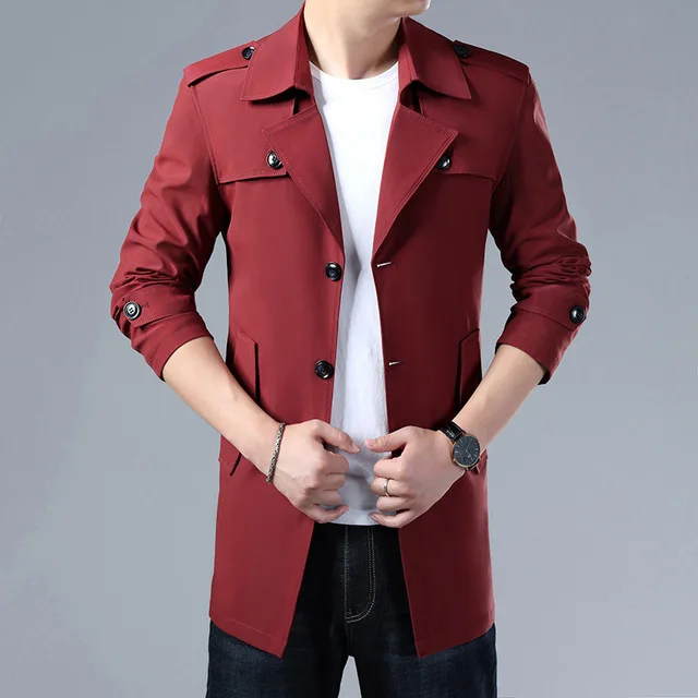 

Spring Autumn Men Trench Coats Superior Quality Buttons Male Fashion Outerwear Jackets Windbreaker Plus Size 4XL