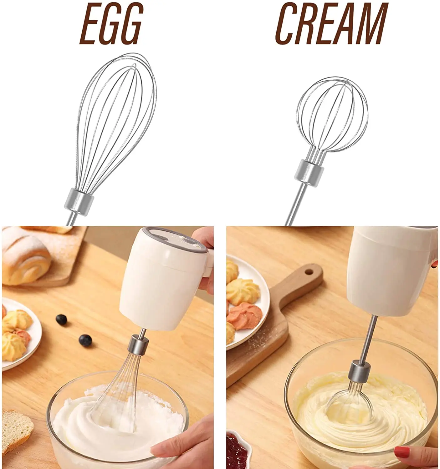 Беспроводной электрический пищевой миксер Egg Beater Milk Frother Hand Blender Baking Mixing Cream Kitchen Whisker.
