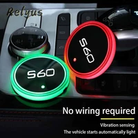 luminous car water cup coaster holder 7 colorful led atmosphere light usb charging for volvo s60 s 60 auto accessories
