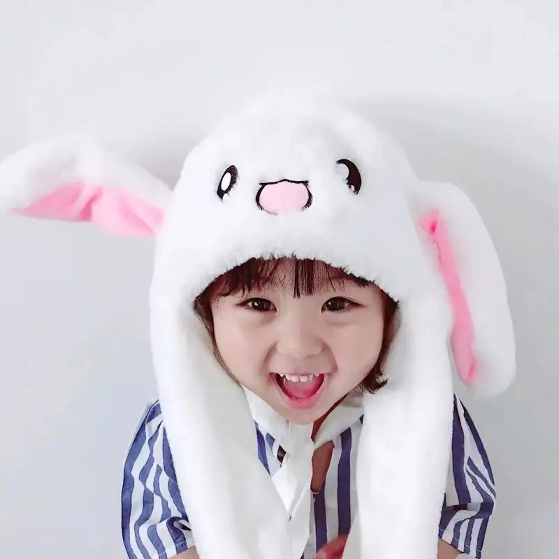 

Children Plush Bunny Cap Airbag Moving Rabbit Ears Hat Cute Cartoon Toy Hat Kawaii Birthday Christmas Gift for Girls Live