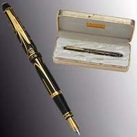 duke noble pioneer 14k8k gold fountain pen advanced chromed golden black lines fine point 0 5mm gift box fit collection