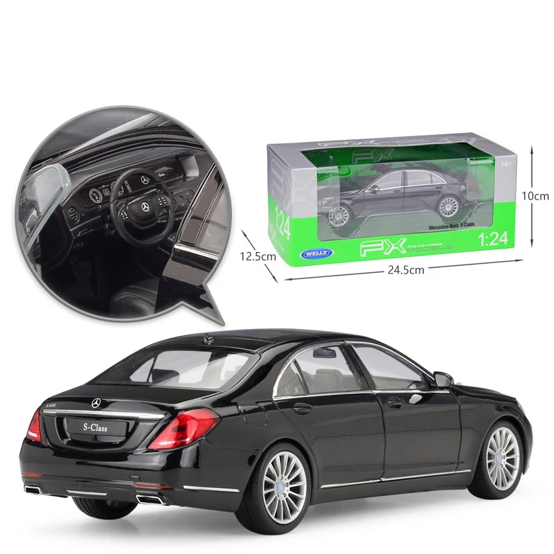 Модель автомобиля mercedes Benz S Class WELLY в масштабе 1:24 Классическая литая машинка из