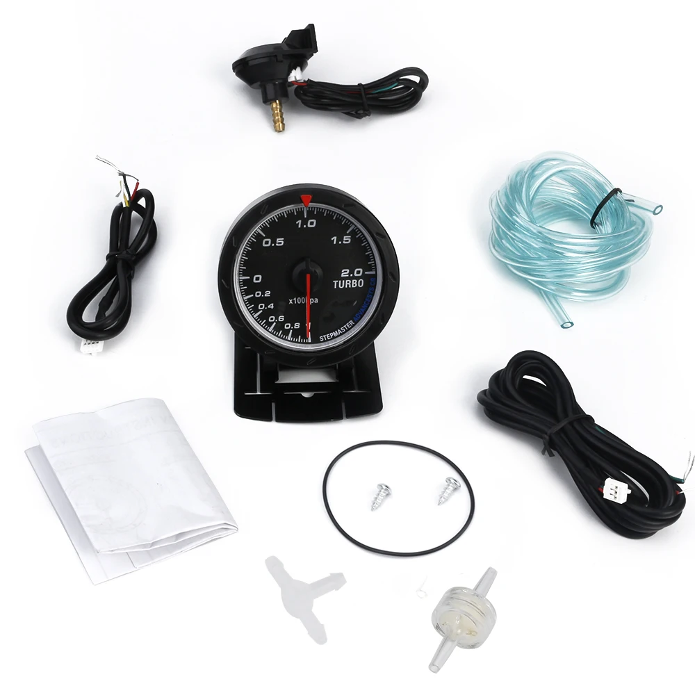 Автомобильный турбо-датчик измеритель красного и белого цвета с датчиком 60 мм