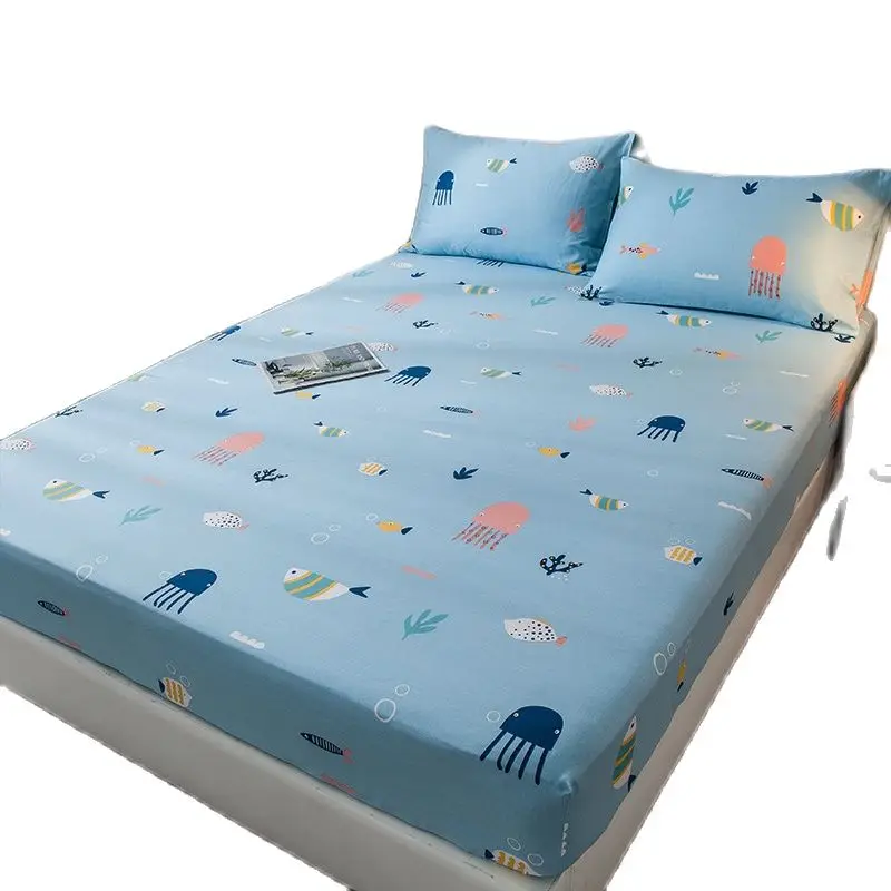 

Cotton Fitted Sheet Bed Linen with Elastic Bands Ins Style Adult Kids Queen King Mattress Cover 150X200 180X200CM Bedspread