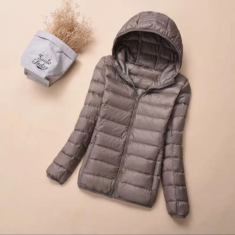AECU Winter Women Ultralight Thin Down Jacket Long Sleeve S-6XL Plus Size Warm Coat Parka Down Jacket Female Portable Outwear