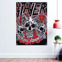skull death metal artwork banner creepy background tapestry horror occult evil dark art wallpaper poster rock flags wall decor