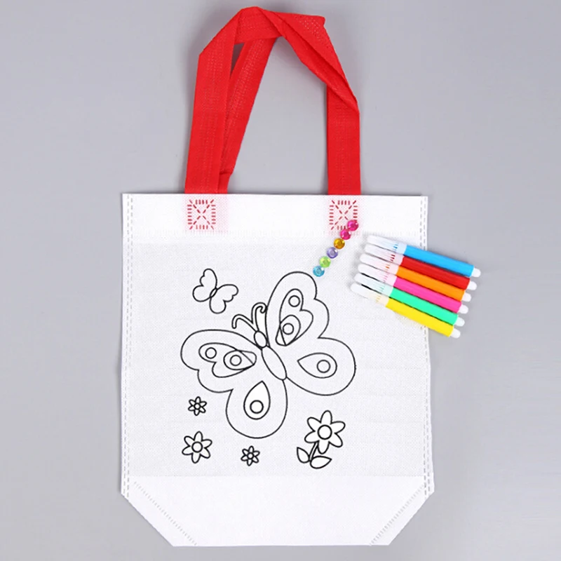 Миниатюрная ручная Холщовая Сумка ручной работы для детского творчества с