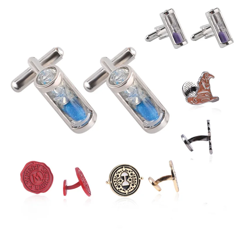 

Movie Jewelry Creative Time Turner Hourglass Glass Cufflinks For Men Fans Party Cosplay