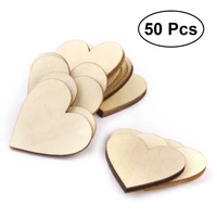 50pcs wooden love heart pieces 50mm for wedding art diy crafts