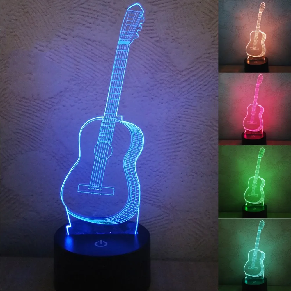 7 цветная светодиодная лампочка 3D лампа USB Новинка лампы на батарейках детский