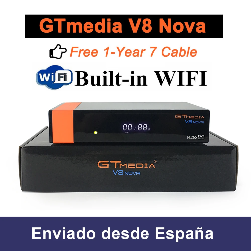 Приемное устройство спутниковый приемник Gtmedia V8 Nova встроенный wifi v8 супер DVB-S2 1 год Cccam Cline на 1 год ТВ коробка такая же как V9 super