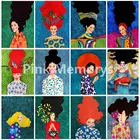 Абстрактная картина для стен в ретро-стиле с изображением девушки и цветов для женщин, модная Алмазная вышивка, мозаичная картина, украшение для гостиной