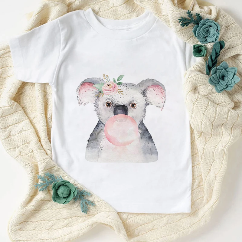 Panda de nuevo gracioso chicas Kawaii ropa Streetwear ni&ntilde;os camisas cuello redondo Ni&ntilde;a Tops Casual de dibujos animados ni&ntilde;os camiseta de moda-1