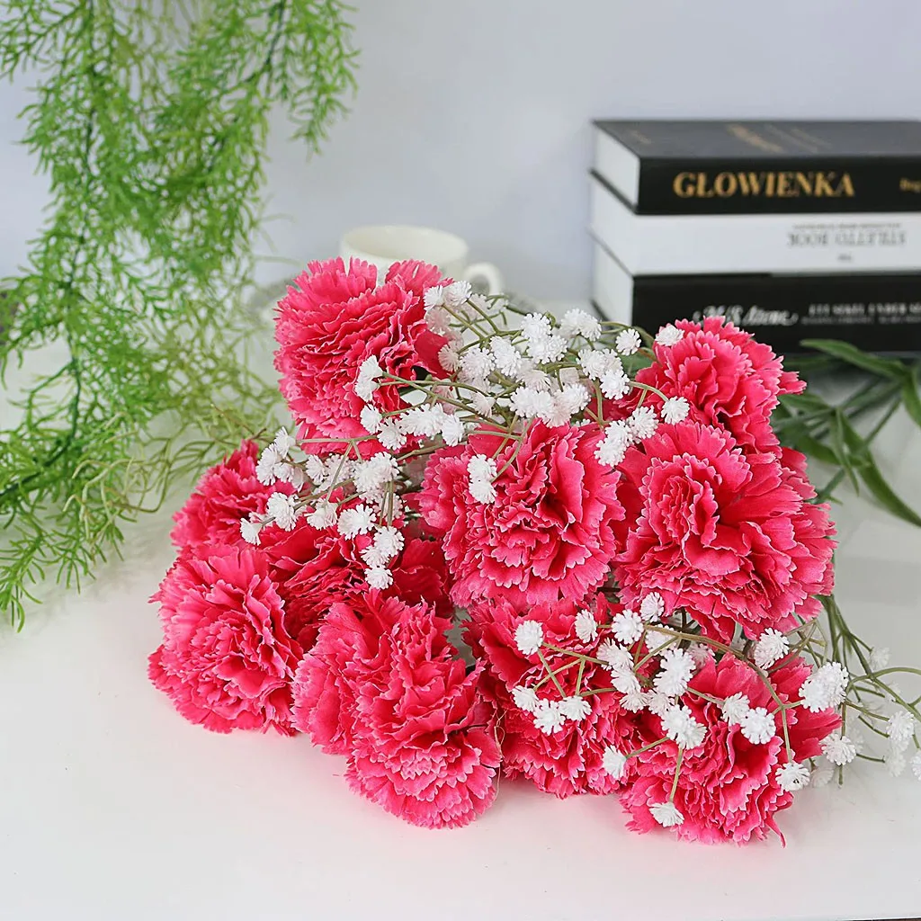 Искусственные гвоздики Шелковый цветок Свадебная Гортензия дом Матери/День