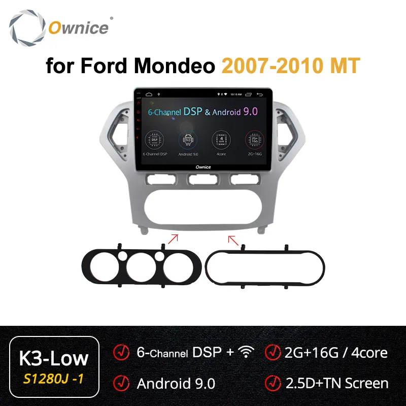 S1280-1 K3-Low Ownice K3 K5 K6 Android 9,0 2G ram 8 Core 10," автомобильный DVD gps навигатор радио плеер для Ford Mondeo 2007-2010 4G LTE DAB+ DVR - Цвет: S1280-1 K3-Low