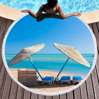 fashion european and american fashion summer beach lounge chair microfiber towel 3d digital printing oversized round beach towel