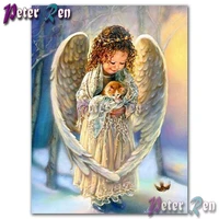 5d fairy angel girl and cat diamond painting embroidery diy square or round mosaic cross stitch rhinestone home decoration
