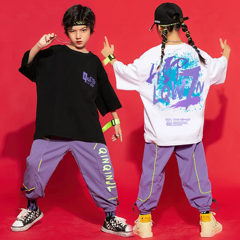 

Modern Streetwear Ballroom Concert Stage Performance Clothes Kids Hip Hop Dance Costume for Girls Boys Jazz Hiphop T-shirt Pants