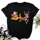 Женские топы с забавным рождественским принтом оленя Maycaur, женские модные футболки, новые женские повседневные футболки с коротким рукавом