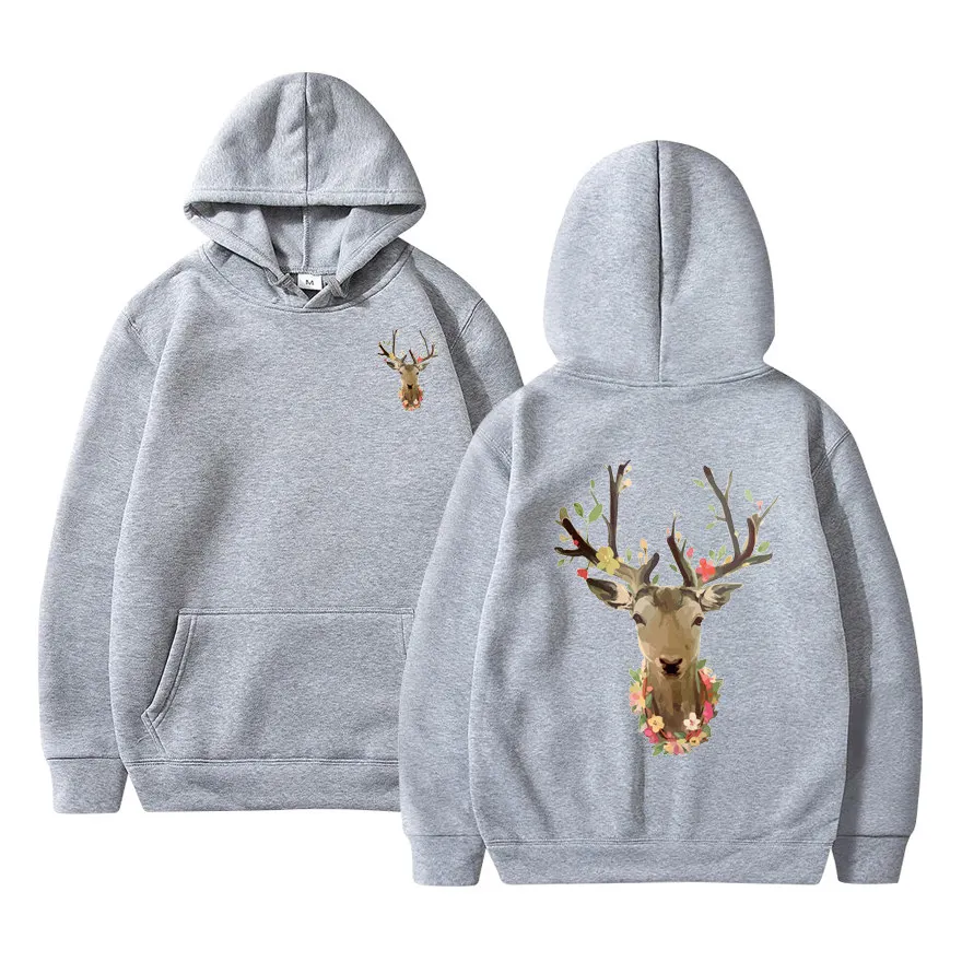 

Brand Fashion Hoodie Casual Deer Print Harajuku Fashion Pullover Sweatshirt for Men and Women Loose Large Size Round Neck Hoodie