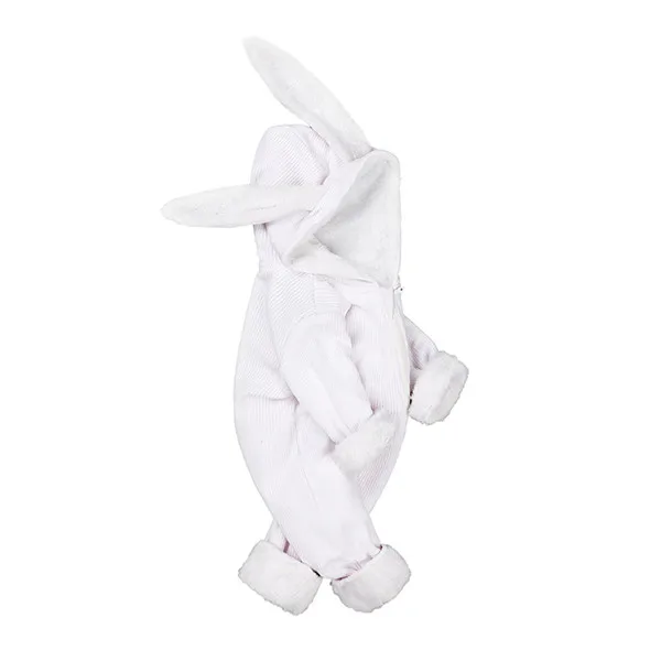 Winter Baby Rompers Boy Jumpsuits Thicker plus velvet Hooded Rabit Ear One-pieces For Girls - Цвет: White