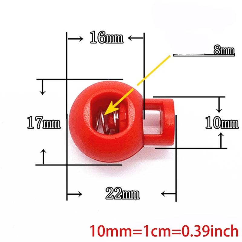 

30/100Pcs Face Mask Earloop Plastic Cord Locks End Round Ball Spring Toggle Stoppers Single Hole Sliding Fastener