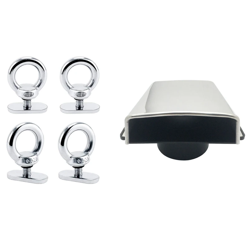 

4Pack Stainless Steel Kayak Track Mount Tie Down Eyelet Rail & 1x Vent with Nylon Base Marine Stainless Steel 304 Top