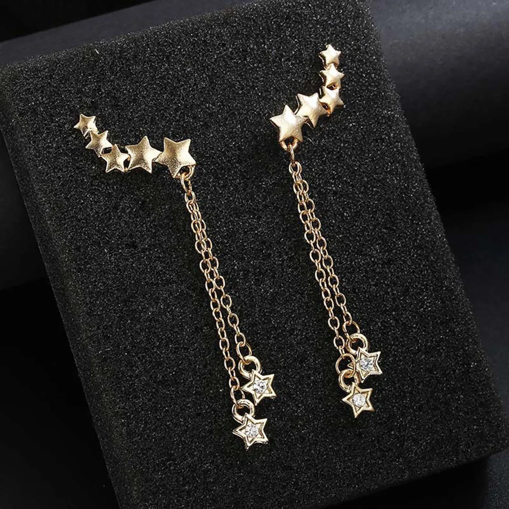 

Elegant Metal Moon Star Long Tassel ear nail exquisite Prevent Allergy EarringFashion Personality Pendant High Quality