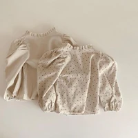 2021 autumn new baby girl long sleeve sweatshirt dot print bottoming tops toddler t shirts kids infant girls corduroy pullover