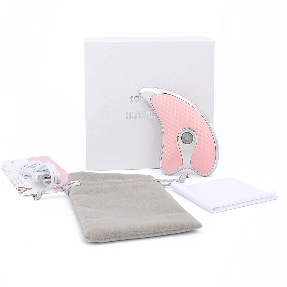 

Electric Face Massager Microcurrent Vibration Massage Scraping Board Guasha Whale Red/Blue Light Therapy USB Charging for Body