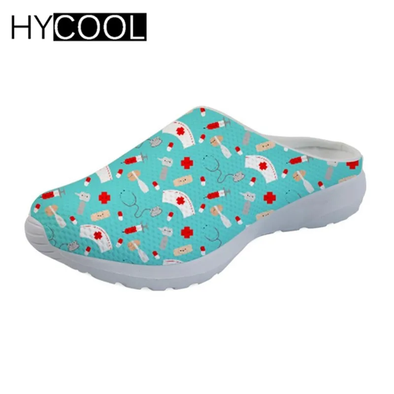 HYCOOL; узор с изображением сиделки; женские спортивные сандалии; обувь; коллекция года; уличные спортивные шлепанцы; удобные сетчатые кроссовки на плоской подошве - Цвет: YQ1328CA
