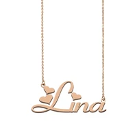 lina name necklace custom personalized necklaces for women girls best friends birthday mother gold stainless steel jewelry gift