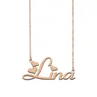 Lina имя ожерелье на заказ ожерелья на заказ для женщин девушек Лучшие Друзья День рождениямать Золото Нержавеющая сталь ювелирные изделия подарок
